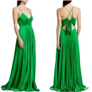 ALC Aries Kelly Green Satin Pleated Dress!